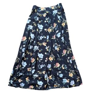 Vintage 90s Westport Navy‎ Blue Floral Skirt Women's Size 6